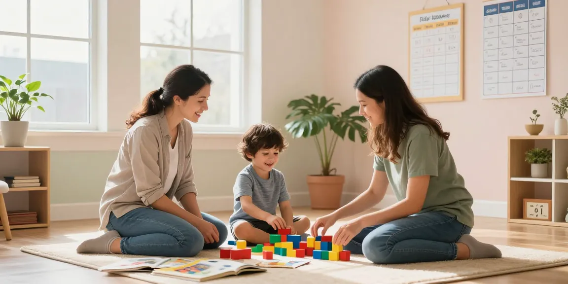 Engaging session at ABA center Burlington with therapist guiding child through educational activities, fostering growth and learning