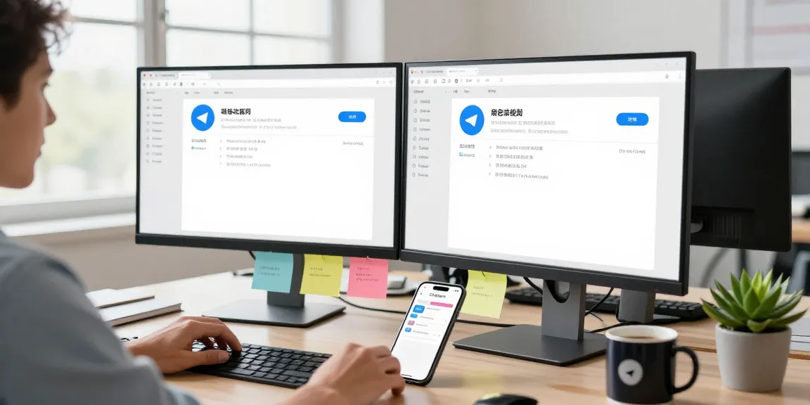 Change Telegram to Chinese language interface in a modern workspace setting.
