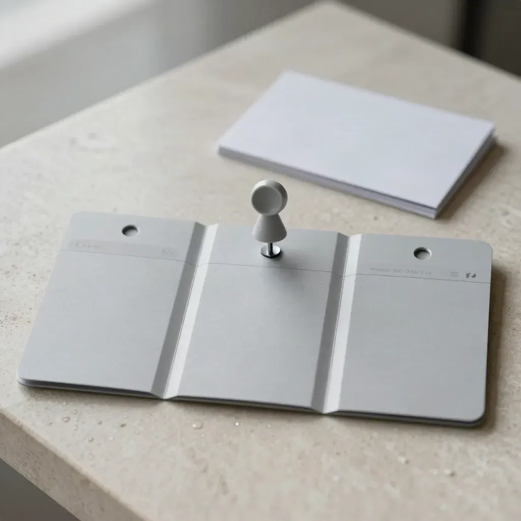 Charcoal local SEO audit kit on wet pale stone with tabbed panels, map-pin chip, and signal marker.