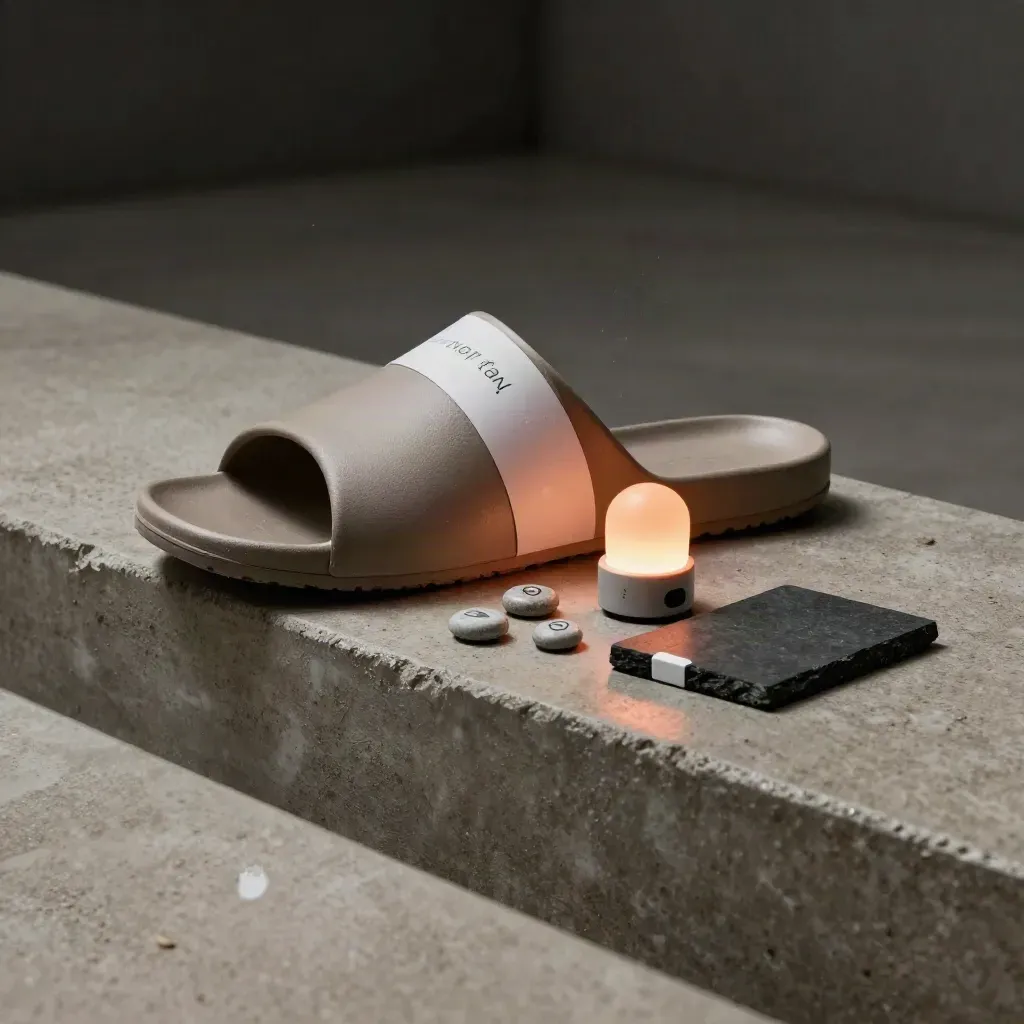 SEO sprint bundle sliding on a concrete step with orange beacon and stone tokens