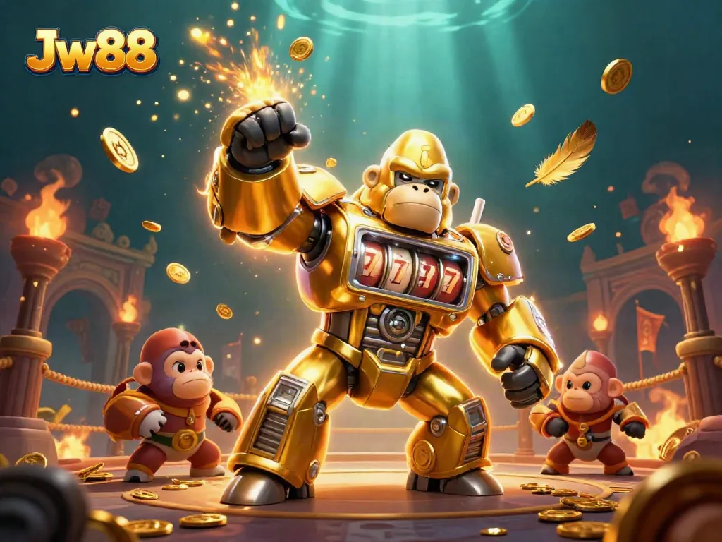 Experience thrilling gameplay at Jw88 with a vibrant 3D illustration of an exciting casino adventure.